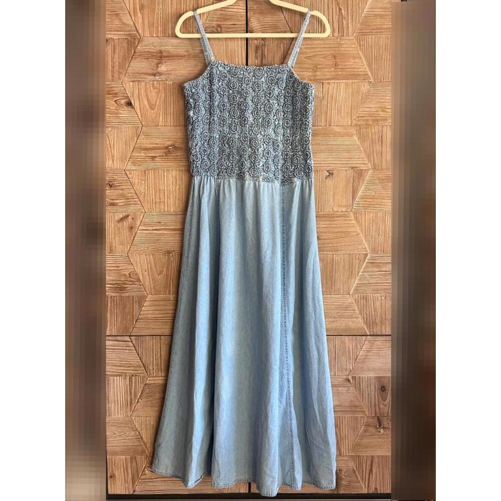 Vtg Jeanology Womens Denim Sleeveless Dress Size 14 Cottage - Picture 3 of 7